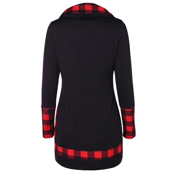 Turtleneck Tartan Tunic Sweatshirt