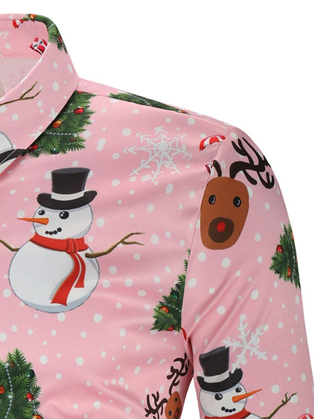 Christmas Snowmen Snoeflake Tree Candy Print Shirt