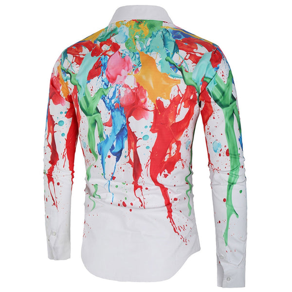 Long Sleeve Colorful Paint Splatter Shirt