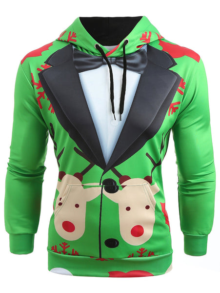 Christmas Faux Suit Print Pullover Hoodie