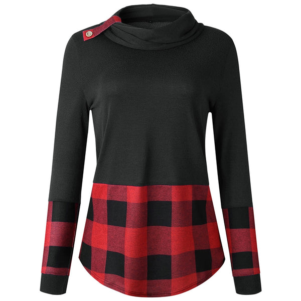 Turtleneck Long Sleeve Tartan Knitwear