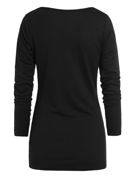 Tartan Panel Button Ruched Knitwear