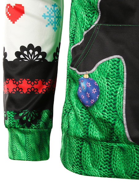 3D Knitting Texture Print Pullover Christmas Hoodie