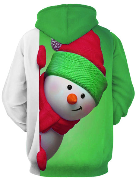 Christmas Kangaroo Pocket Snowman 3D Print Hoodie