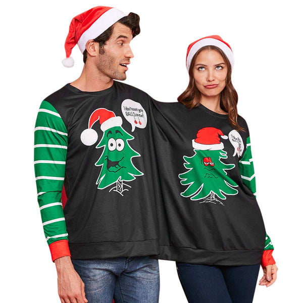 Two Person Christmas Tree Sweatshirt Pajamas