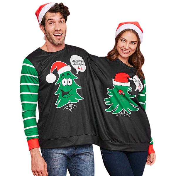 Two Person Christmas Tree Sweatshirt Pajamas
