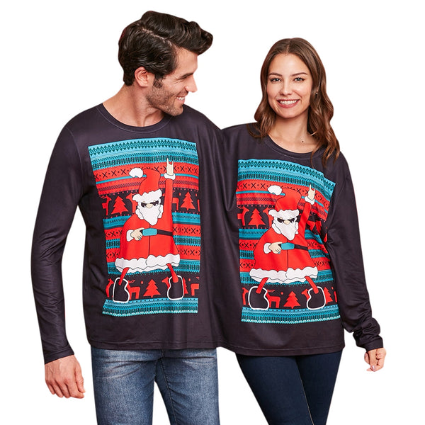 Two Person Long Sleeve Christmas Santa T-shirt