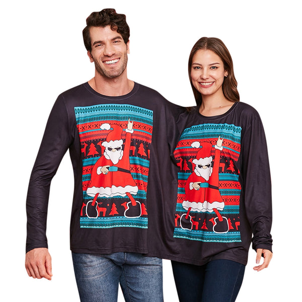 Two Person Long Sleeve Christmas Santa T-shirt