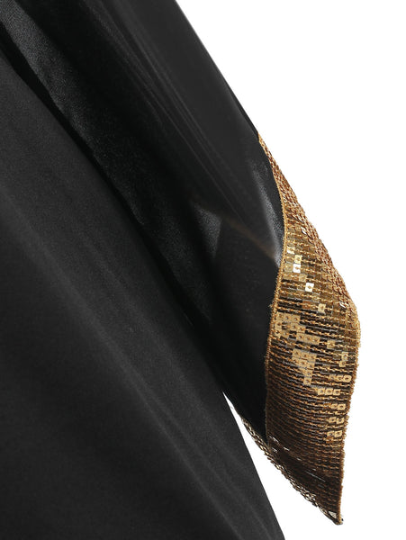 Flare Sleeve Sequin Panel Sheath Dress