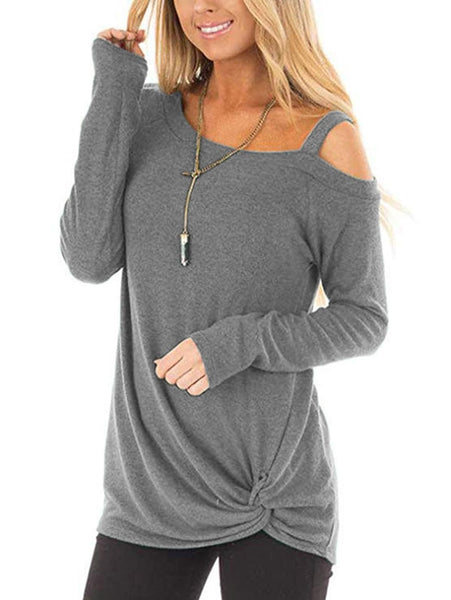 Knotted Skew Neck Sweater