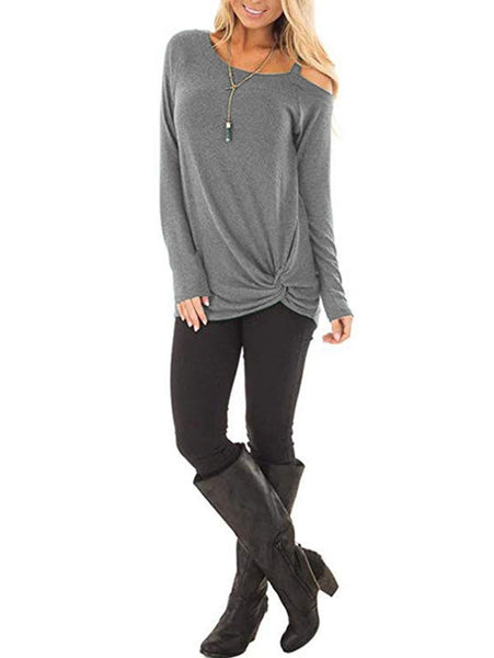 Knotted Skew Neck Sweater