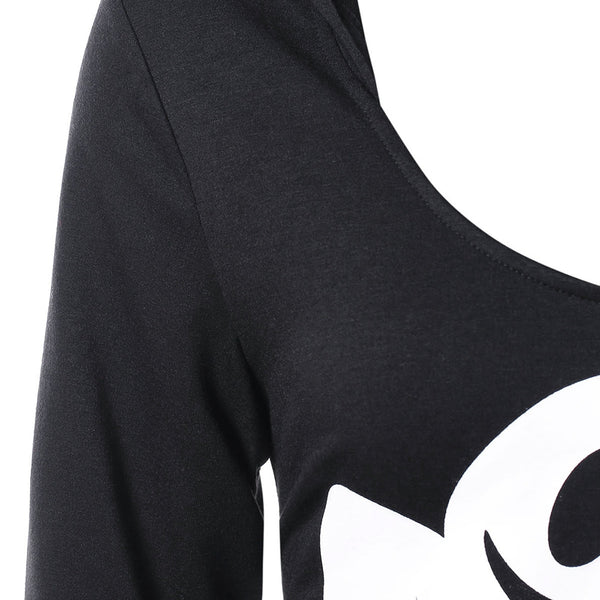 Halloween Asymmetric Lace Up Graphic Pullover Hoodie