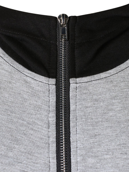 Raglan Sleeve Drawstring Color Blocking Hoodie