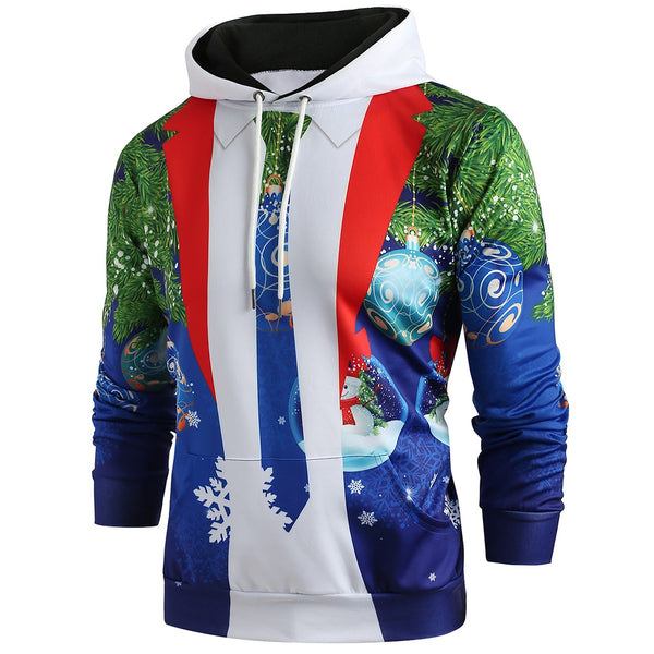 Christmas Tie Costume Snowman Ball Print Hoodie
