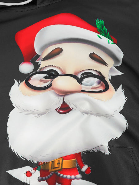 3D Cartoon Santa Claus Printed Pullover Hoodie