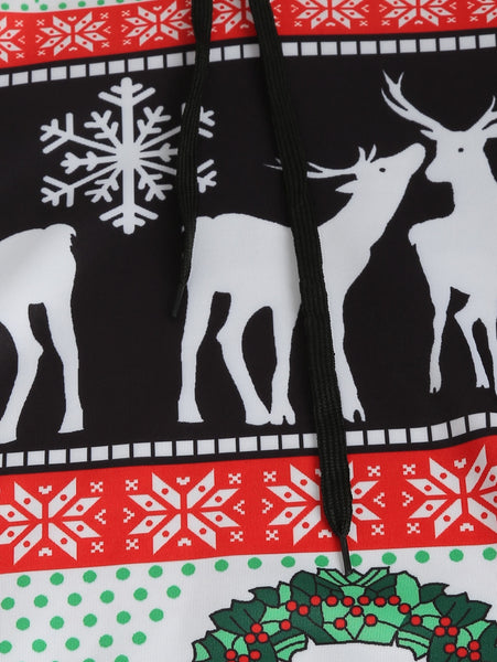 Printed Christmas Pattern Pullover Hoodie