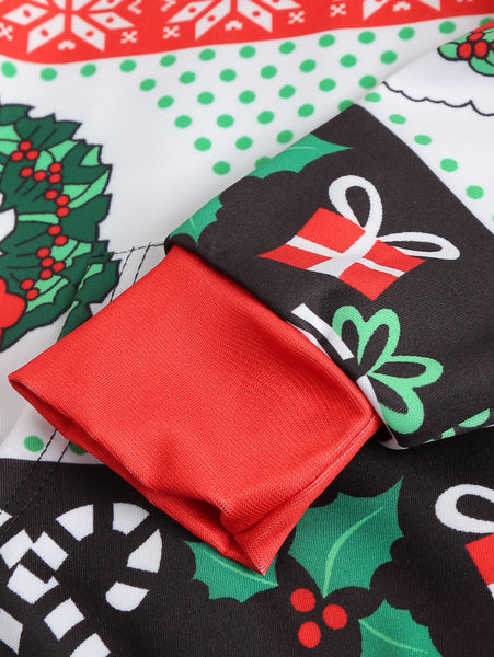 Printed Christmas Pattern Pullover Hoodie