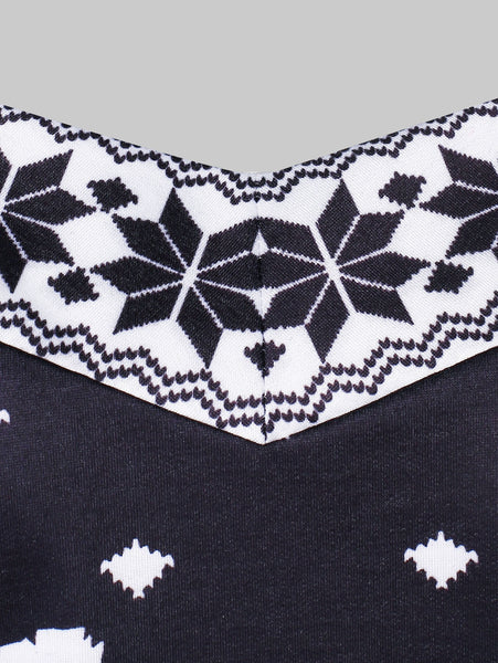 Snowflake Print Cold Shoulder Christmas T-shirt