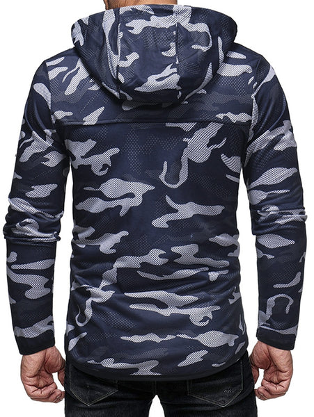 Drawstring Camo Zipper Hoodie