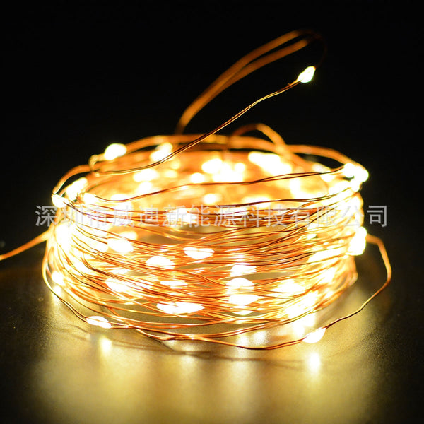 Solar Copper Wire Lamp 200LED High Brightness Board 2 Mode Outdoor Fence Garden Christmas Day Decoration Lamp