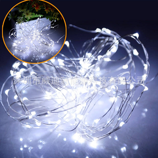 Solar Copper Wire Lamp 200LED High Brightness Board 2 Mode Outdoor Fence Garden Christmas Day Decoration Lamp