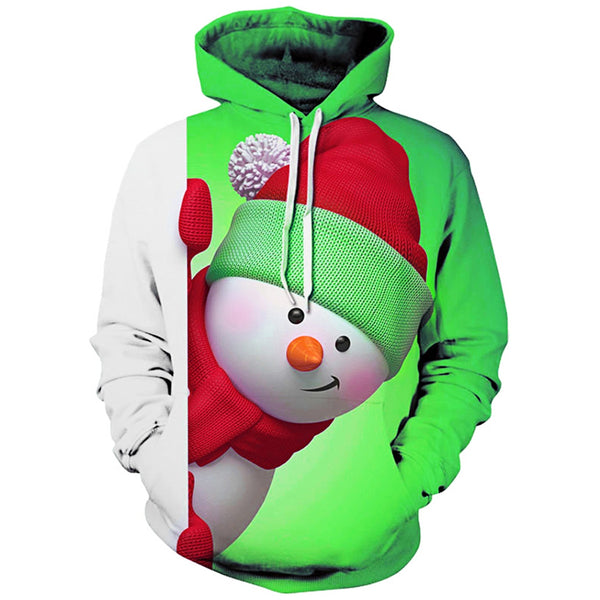 Christmas Kangaroo Pocket Snowman 3D Print Hoodie