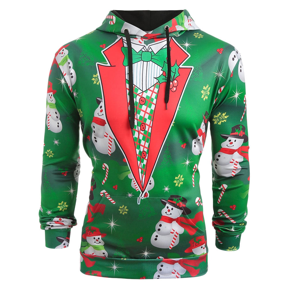 Snowmen Candy Printed Faux Collar Christmas Hoodie