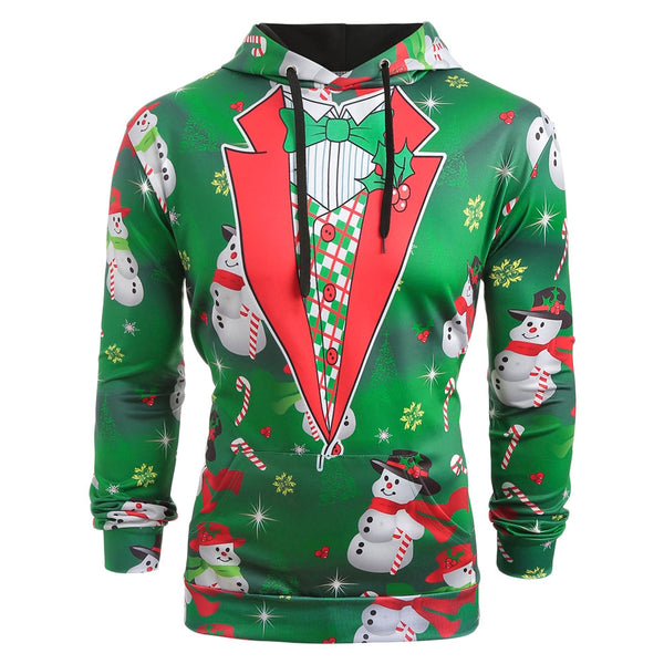 Snowmen Candy Printed Faux Collar Christmas Hoodie