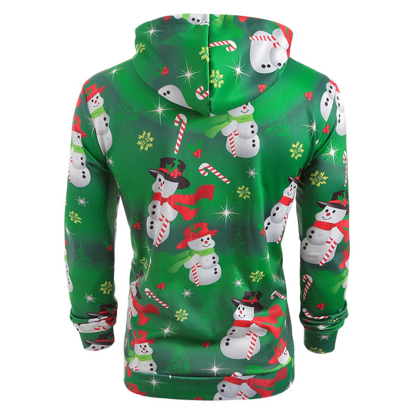 Snowmen Candy Printed Faux Collar Christmas Hoodie