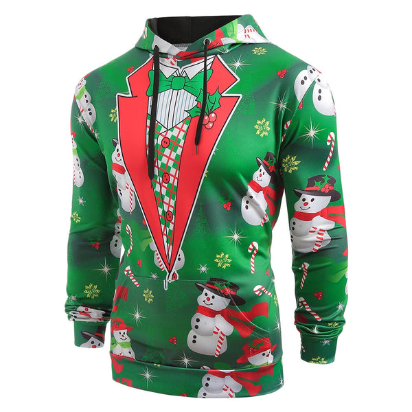 Snowmen Candy Printed Faux Collar Christmas Hoodie