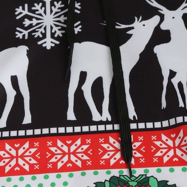 Printed Christmas Pattern Pullover Hoodie