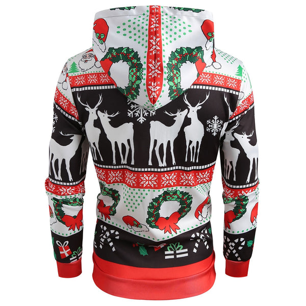 Printed Christmas Pattern Pullover Hoodie