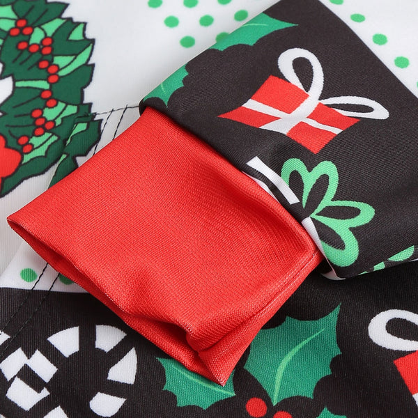 Printed Christmas Pattern Pullover Hoodie