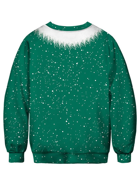 Crew Neck 3D Christmas Body Printed Sweatshirt