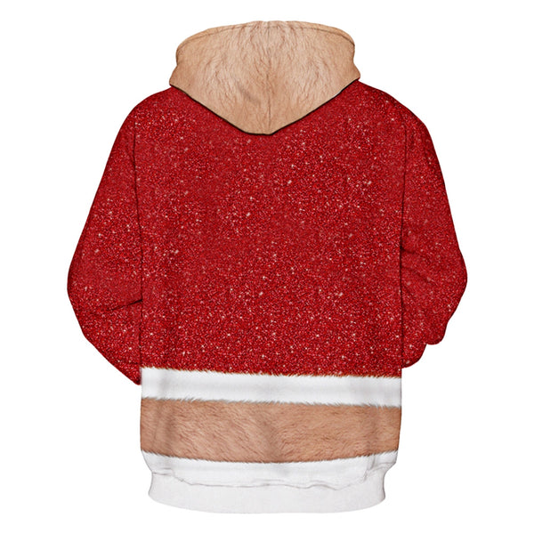 Drawstring Christmas Coat Print Hoodie