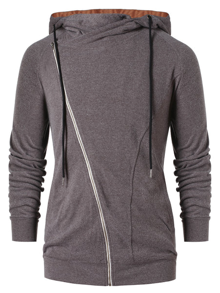 Asymmetric Zip Color Block Hoodie