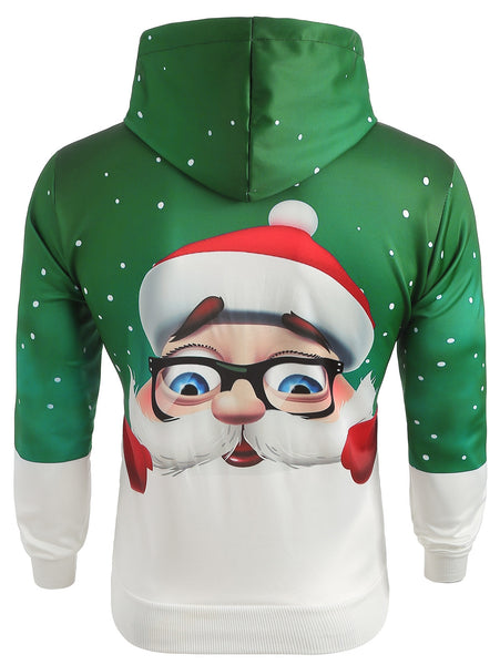 3D Cartoon Santa Claus Print Pullover Hoodie