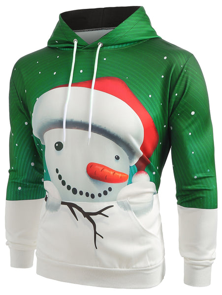 Cute 3D Snowman Print Pullover Hoodie