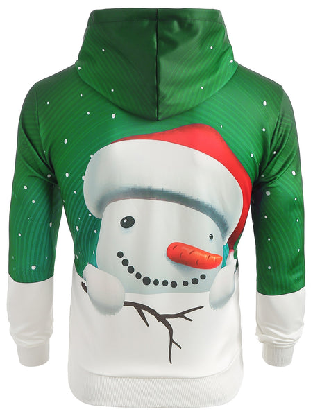 Cute 3D Snowman Print Pullover Hoodie