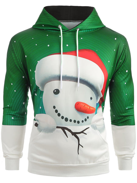 Cute 3D Snowman Print Pullover Hoodie