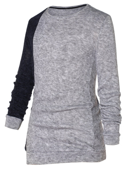 Asymmetric Color Block Pullover Sweater