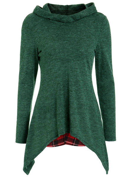 Tartan Back Full Sleeve Hooded Knitwear