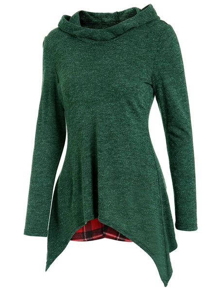 Tartan Back Full Sleeve Hooded Knitwear