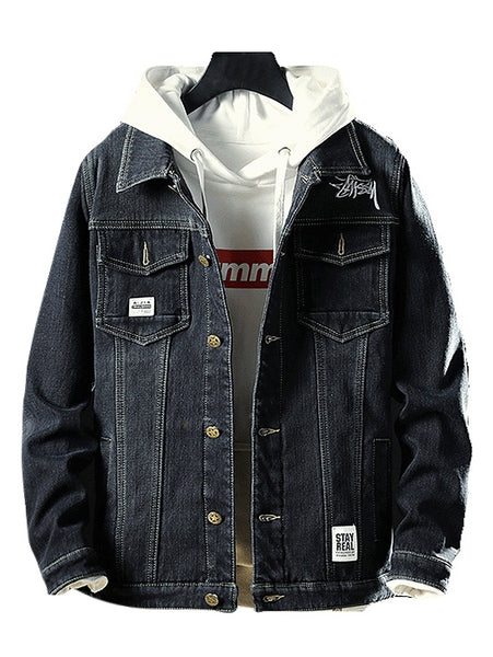 Fluffy Faux Fur Front Pocket Denim Jacket