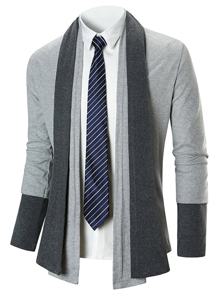 Contrast Patchwork Open Front Long Sleeve T-shirt