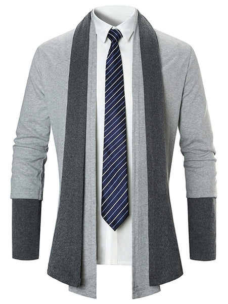 Contrast Patchwork Open Front Long Sleeve T-shirt