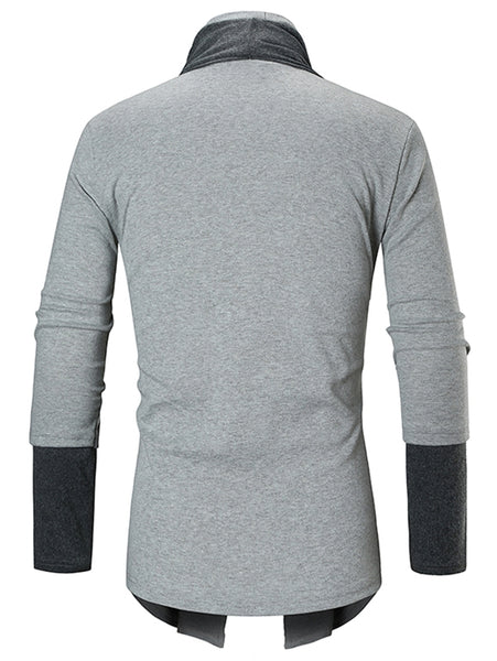 Contrast Patchwork Open Front Long Sleeve T-shirt