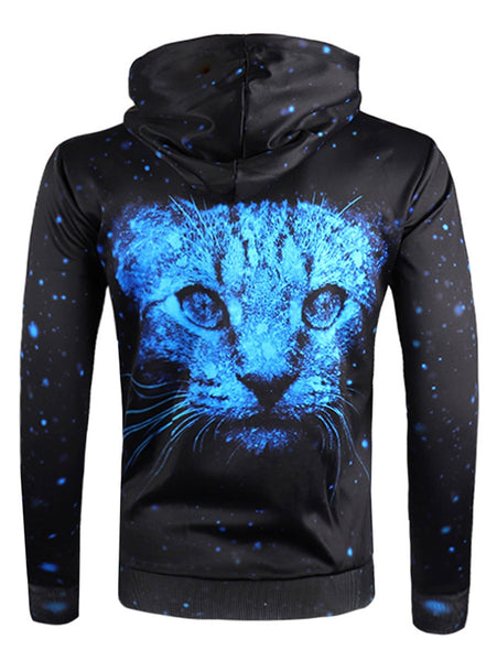 3D Animal Print Pullover Drawstring Hoodie