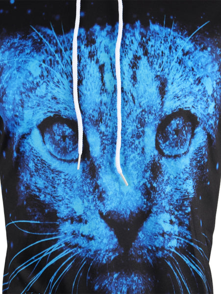 3D Animal Print Pullover Drawstring Hoodie