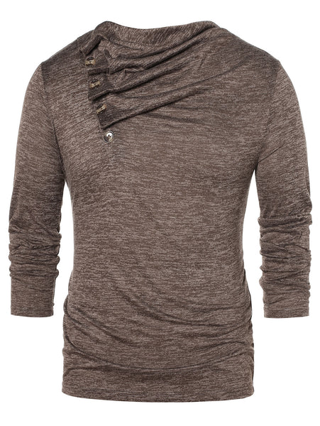 Button Cowl Neck Space Dye Top